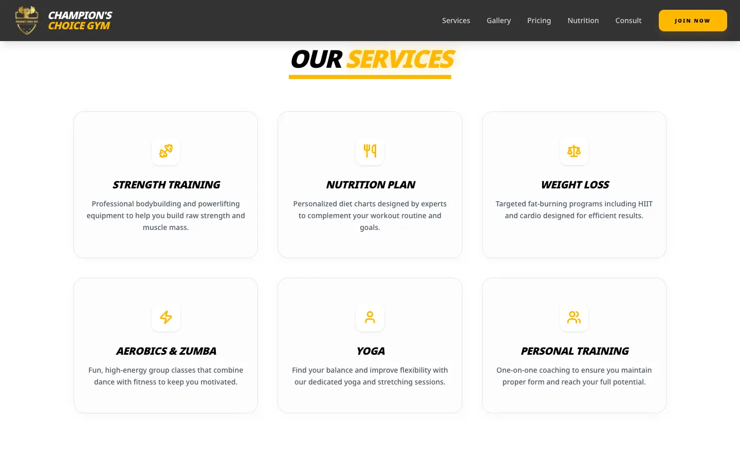 Our services section