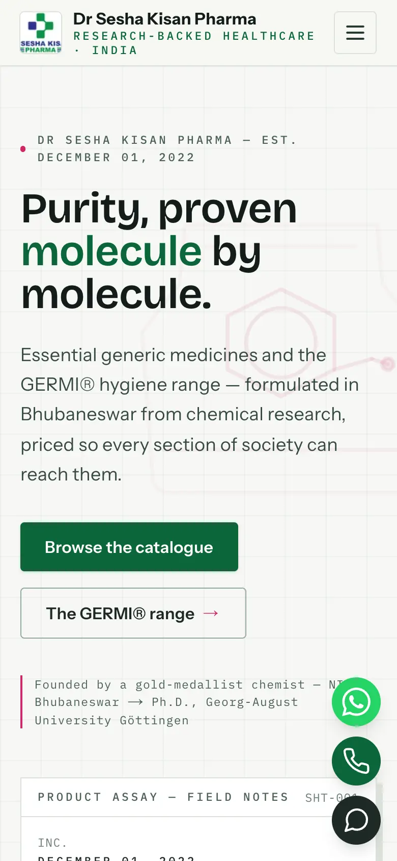 Dr Sesha Kisan Pharma on a phone