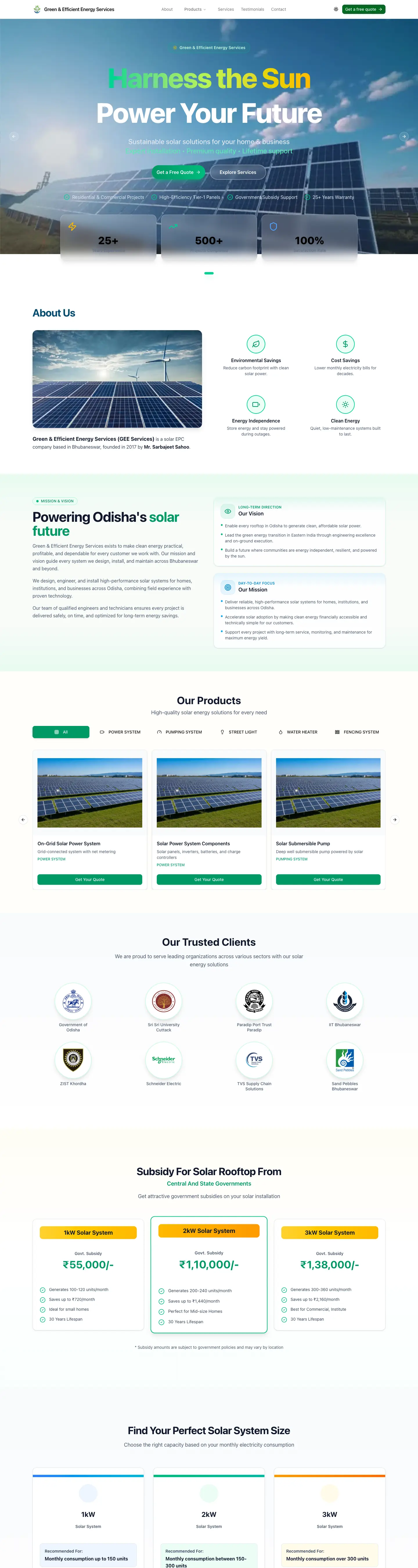 Green & Efficient Energy website homepage