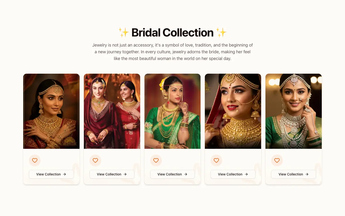 Bridal collection section