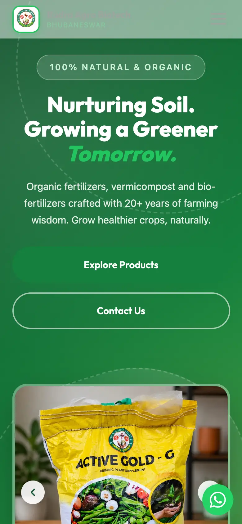Rudra Agro Biotech first screen on a phone