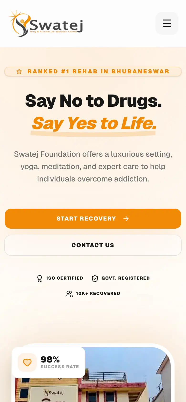 Swatej Foundation first screen on a phone