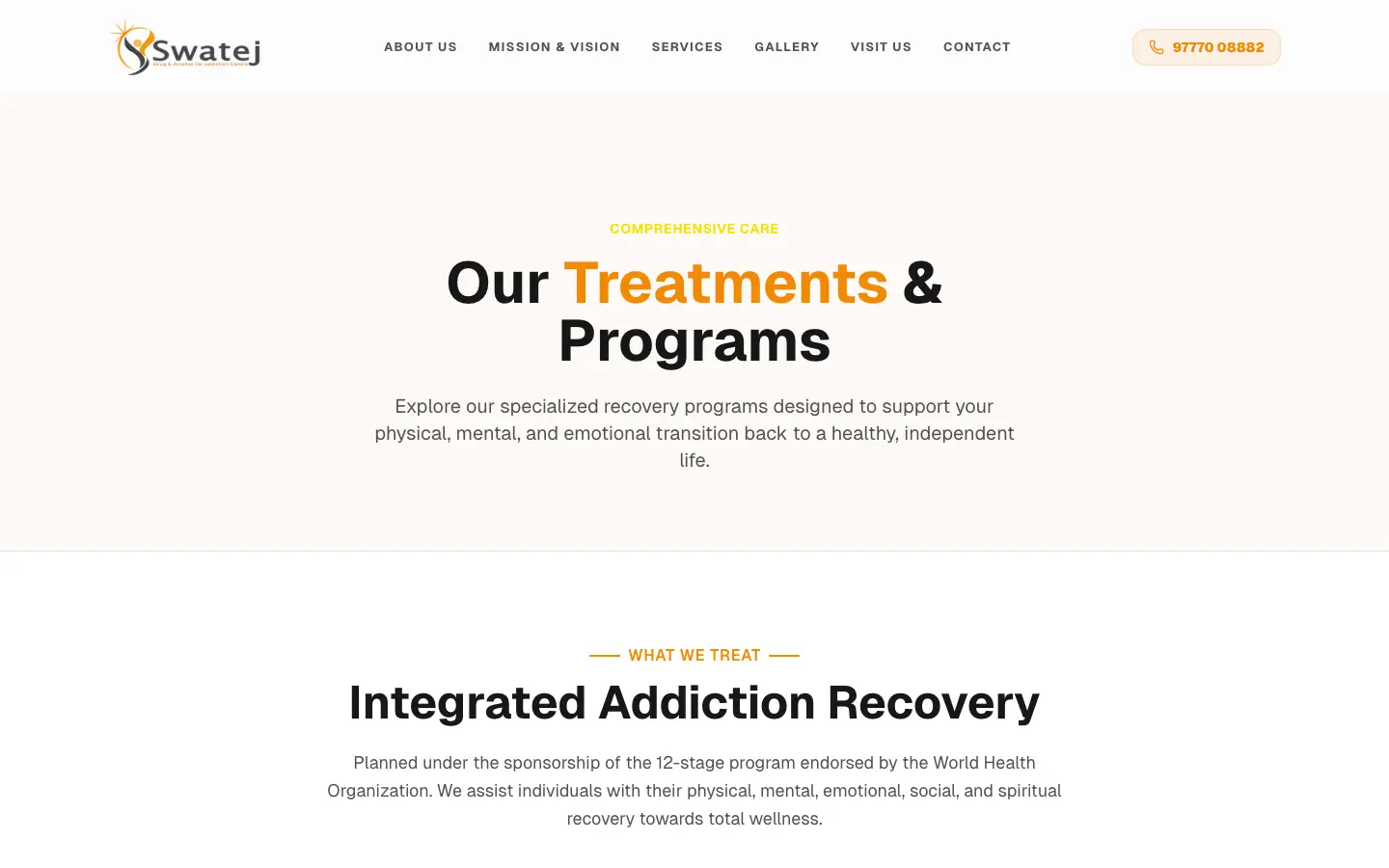 Treatments and programmes page