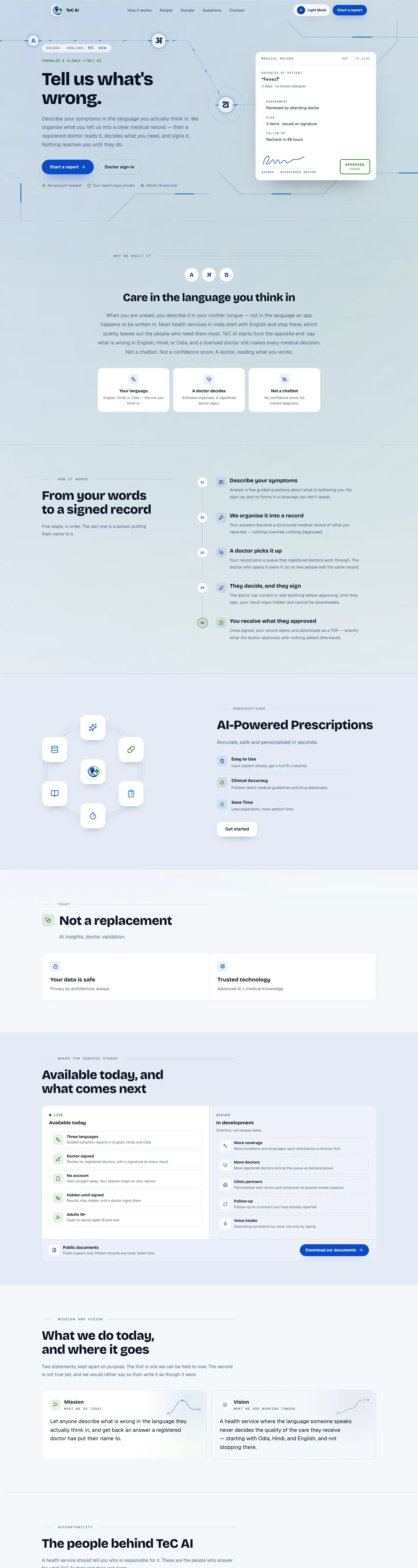 TeC AI website homepage